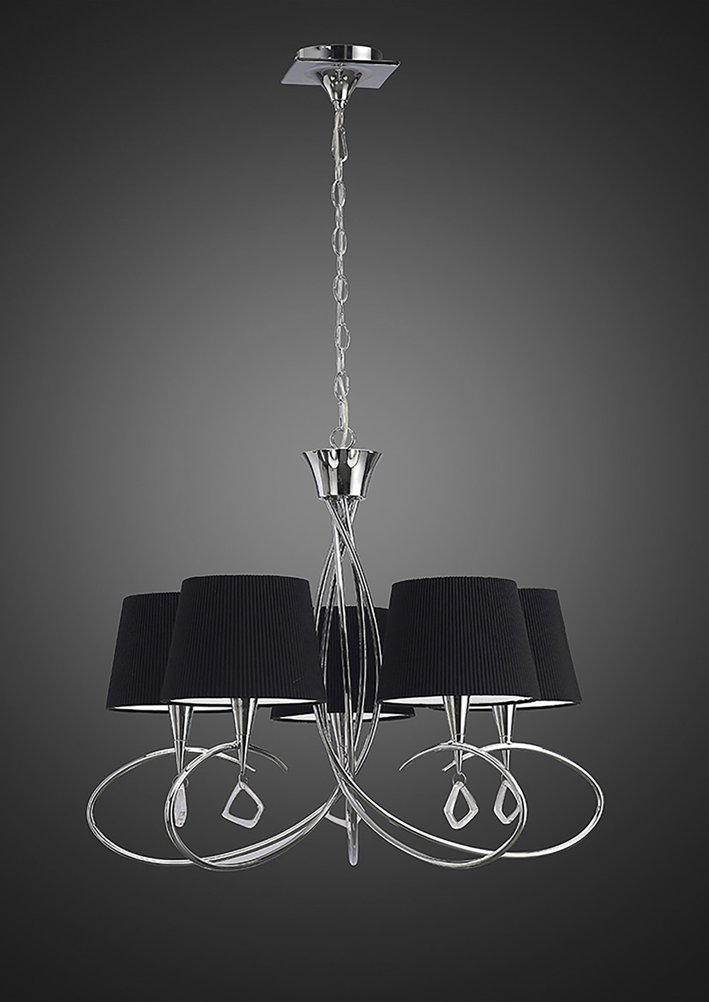 Mara Polished Chrome-Black Ceiling Lights Mantra Multi Arm Fittings